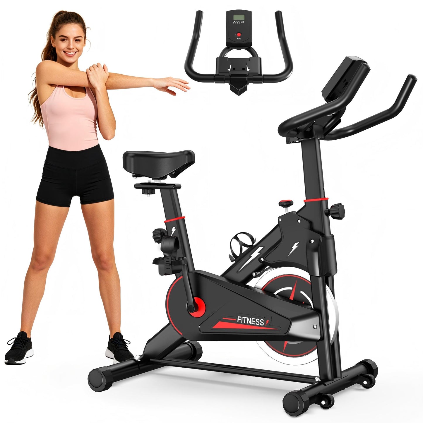 Indoor Exercise Bike with Monitor - Adjustable Resistance & Comfortable Design