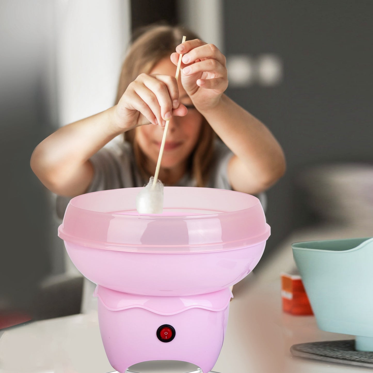 Pink Cotton Candy Maker Portable Electric Kitchen Appliance for Kids