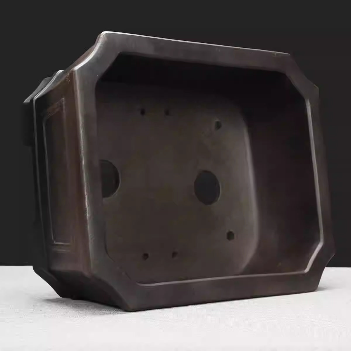 Rectangular Purple Clay Bonsai Pot with Chamfered Corners - Handmade Garden Planter