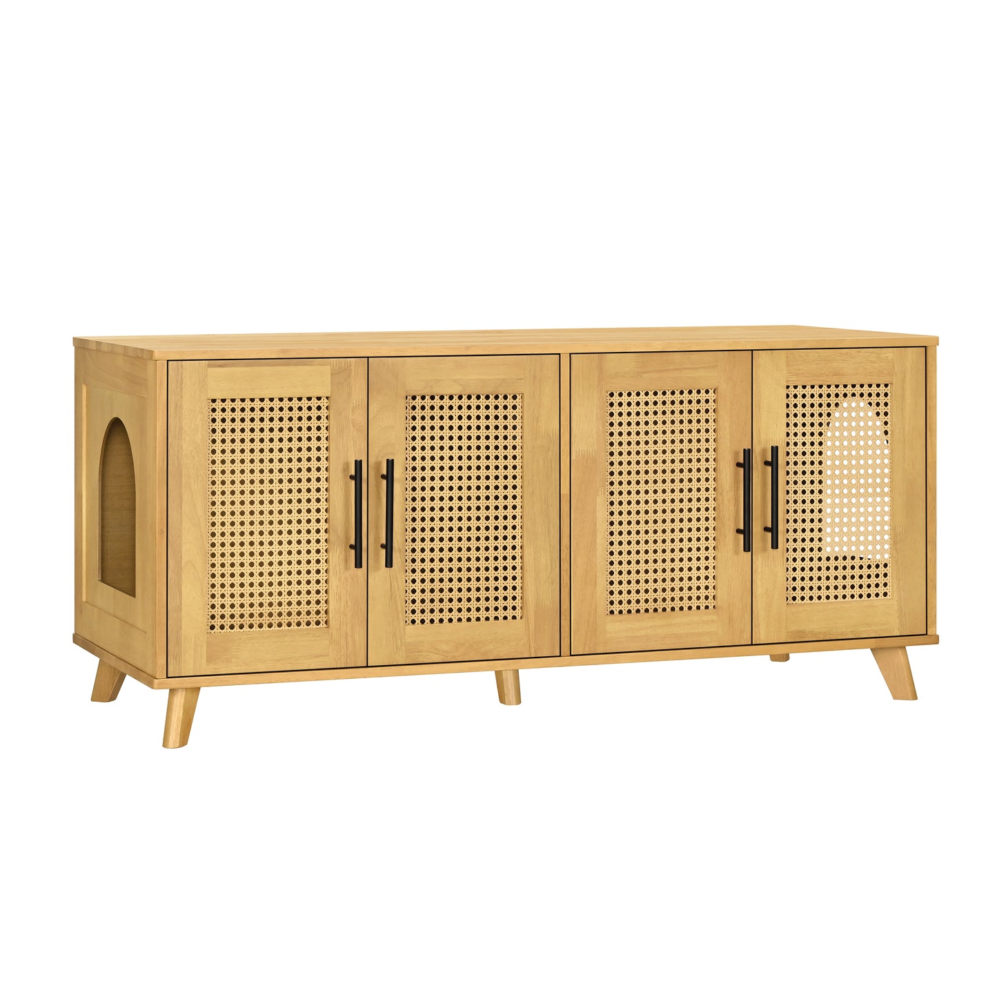 Myra Indoor Premium Rubber Wood Cat Cabinet With Plush Cushion