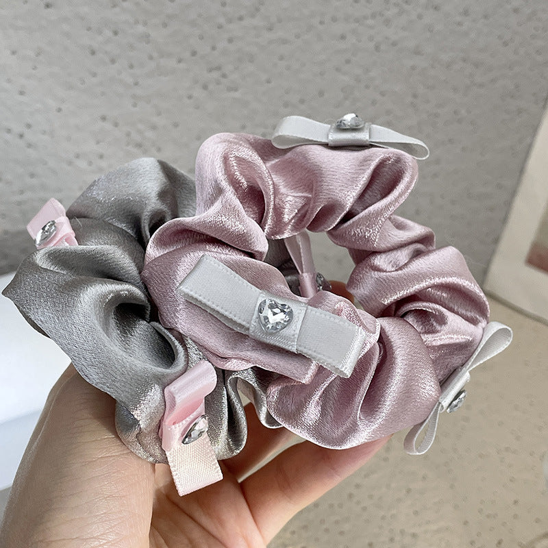 Large Intestine Hair Ring with Satin Bow - Elastic Hair Accessory for Women