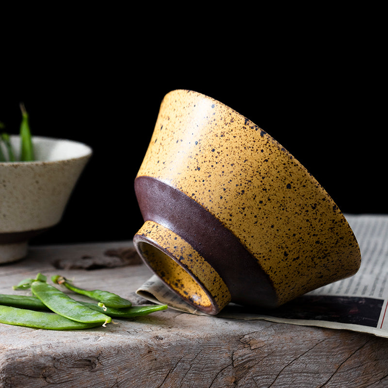 Coarse Ceramic Soup Bowl - Vintage Round Kitchenware, Small 5 Inch