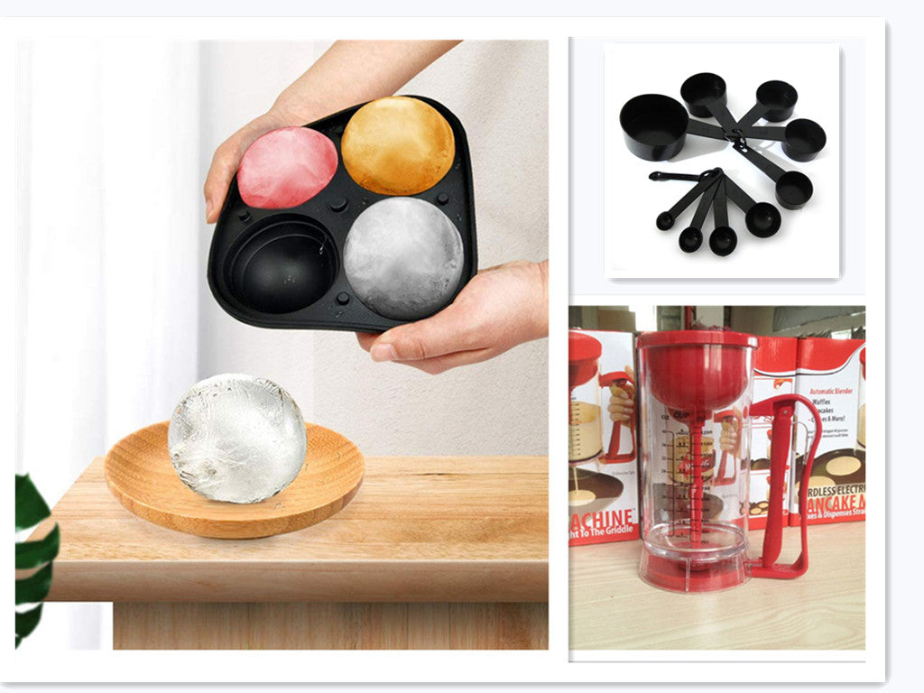 Silicone Ice Cube Tray for Whiskey and Frozen Drinks - 4 or 6 Balls Sets