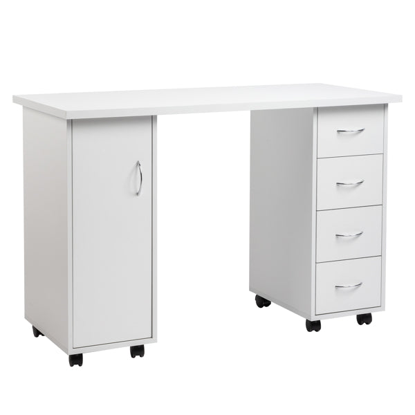 White Computer Desk with 4 Drawers and Wrist Rest - 120x54x81cm