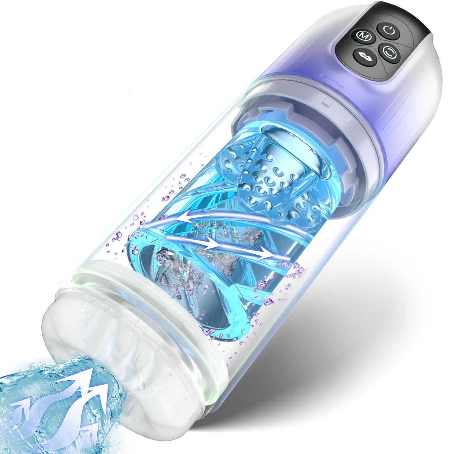 Adult Water Bath Toy with Rotating Vibration and Sucking Function, Retractable Design