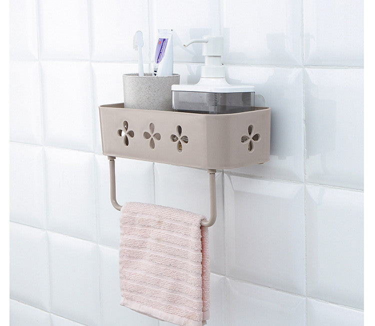 Wall-Mounted Plastic Storage Rack for Bathroom Kitchen Organizers