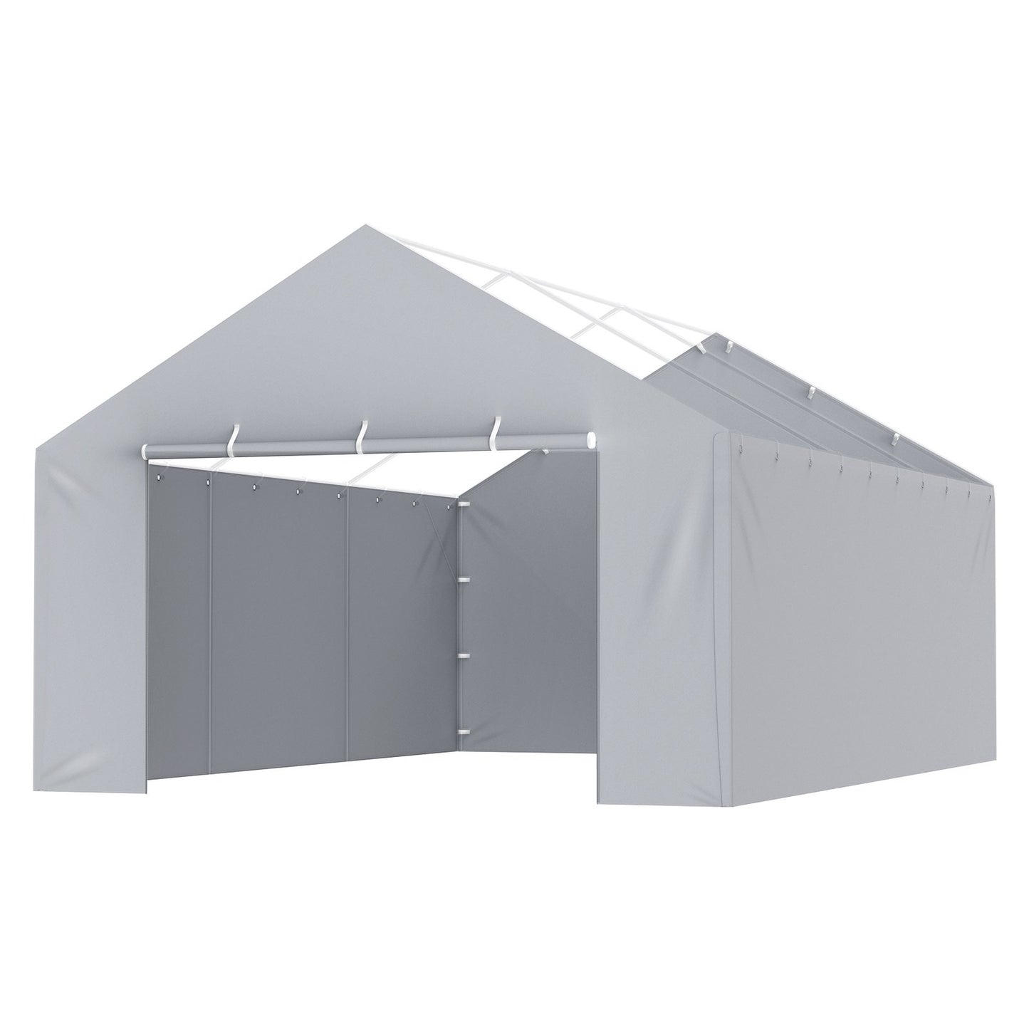13x20 Ft Waterproof UV Side Wall Canopy Cover for Garage Shelter - Grey