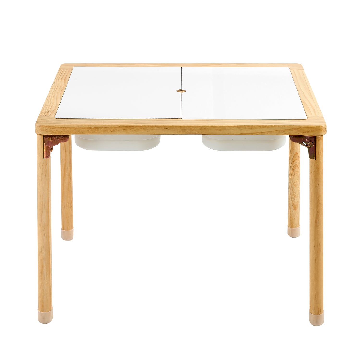 Foldable Wooden Toddler Sensory Table with Double-Sided Board & Storage Bins