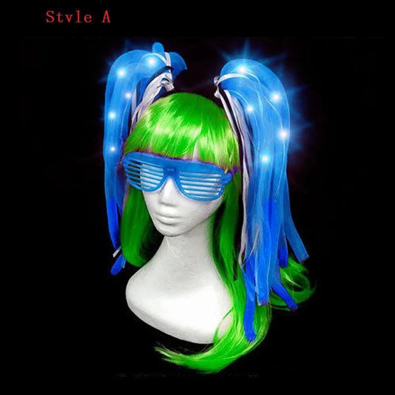 Glow LED Rave Hair Band with Light Up Braids Crown for Festivals & Parties