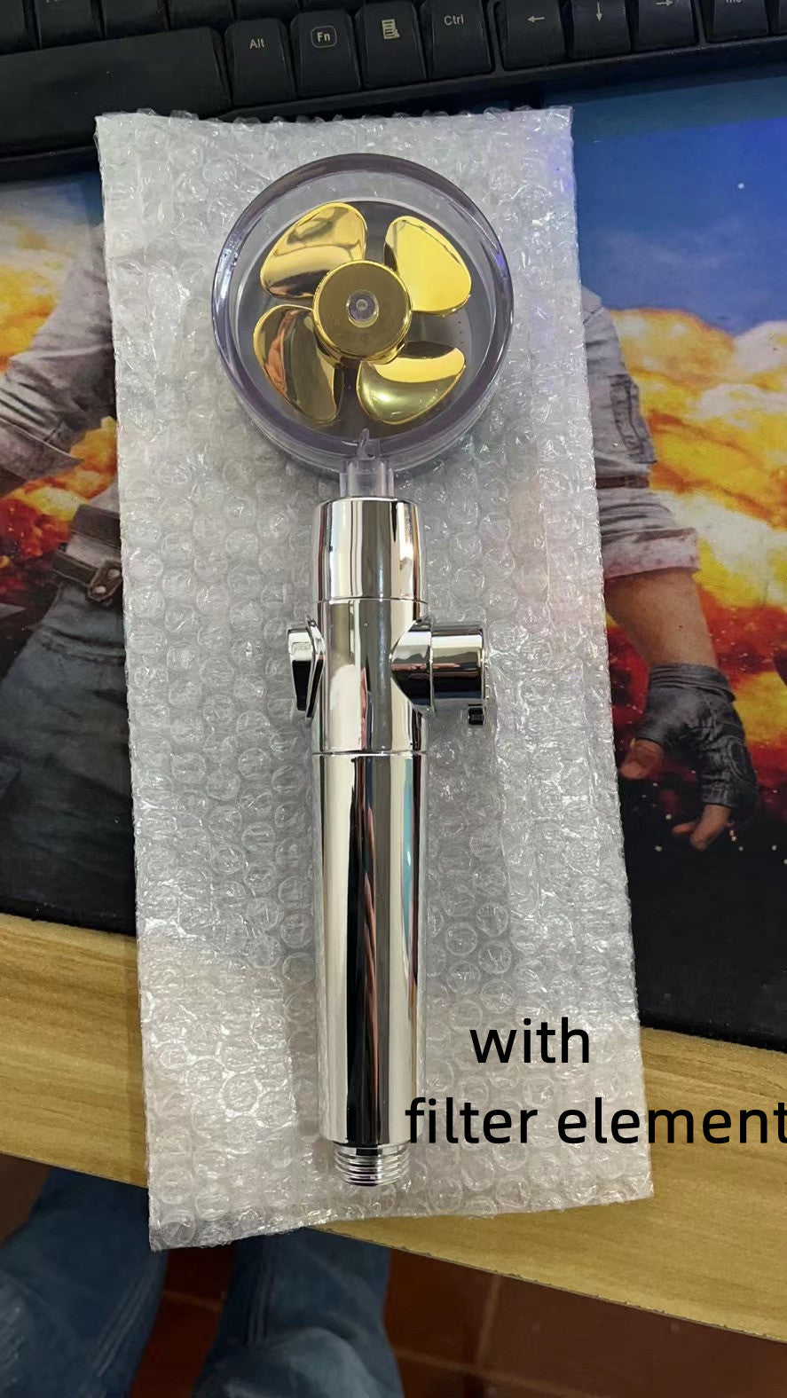 High Pressure Turbo Shower Head with Water Saving Feature & 360° Fan Extension