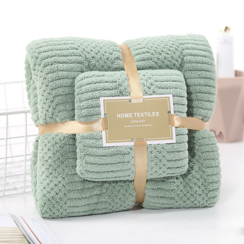 Auspicious Coral Velvet Towels & Bath Towels Set - Soft & Absorbent Unisex