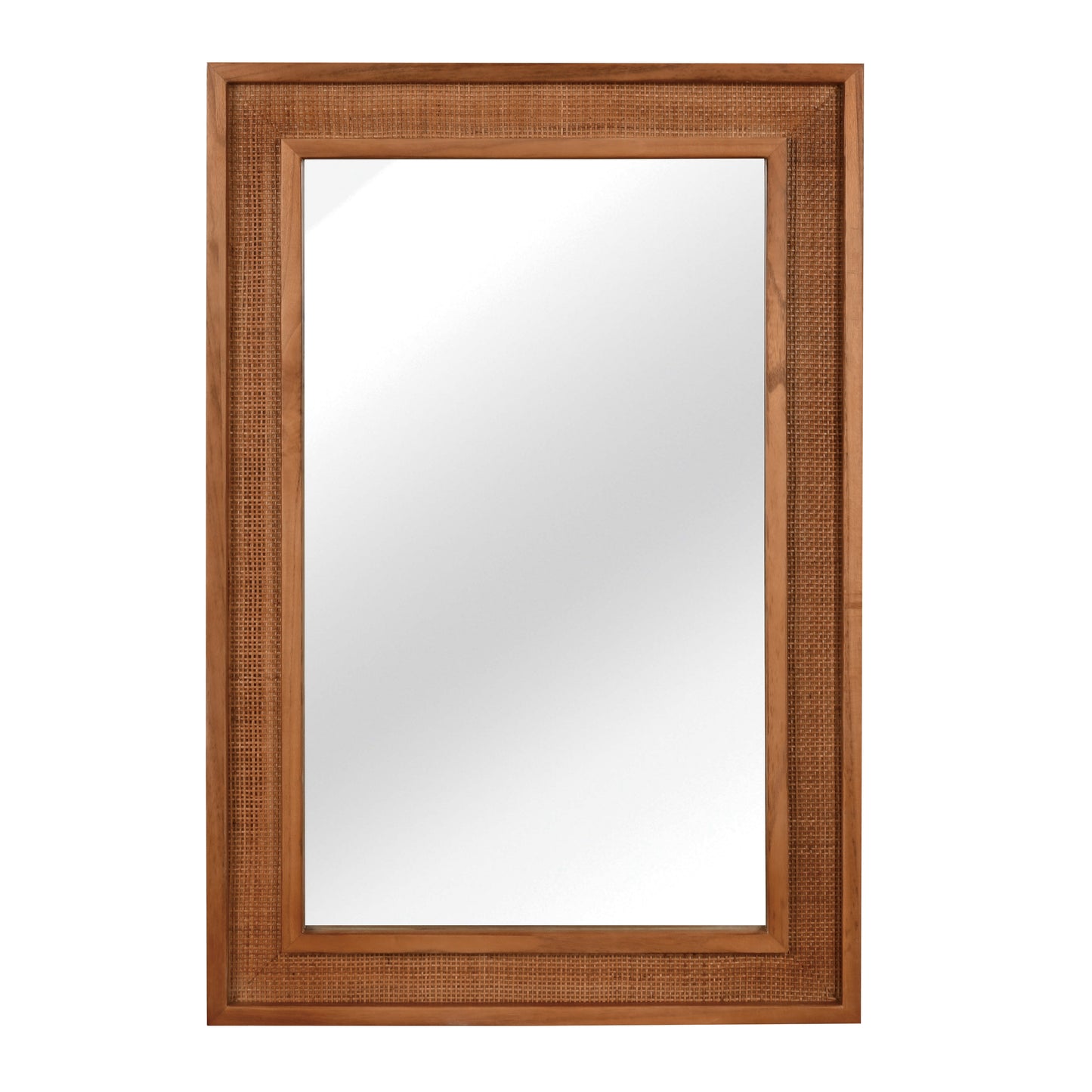 Rattan Rectangle Decorative Mirror - Yellowish Brown 24"x36"