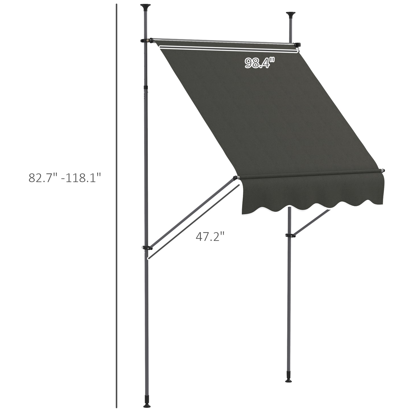 Manual Retractable Awning - UV Resistant Dark Gray Patio Shade