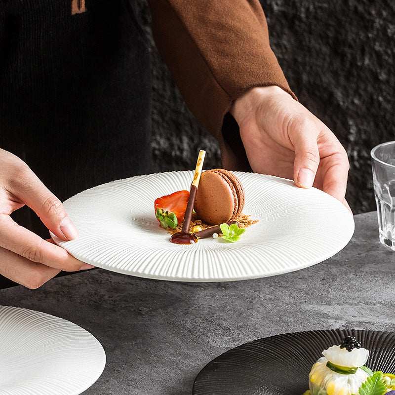Ceramic Western Food Plate Set - Porcelain Dinner Flat & Shallow Plates