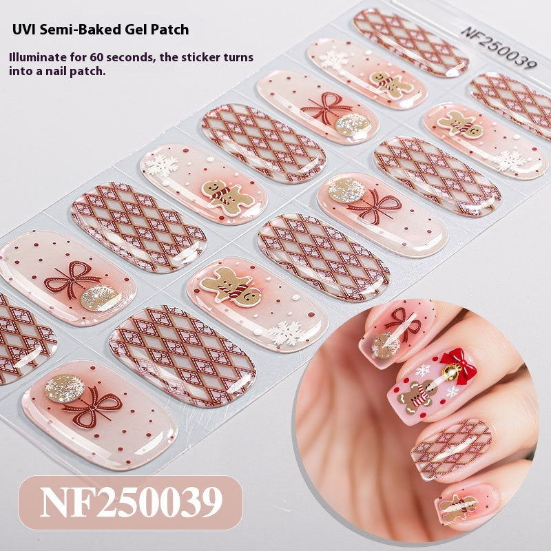 Semi-Cured Christmas Nail Stickers - Gel Nail Art Decals for Holiday Manicure