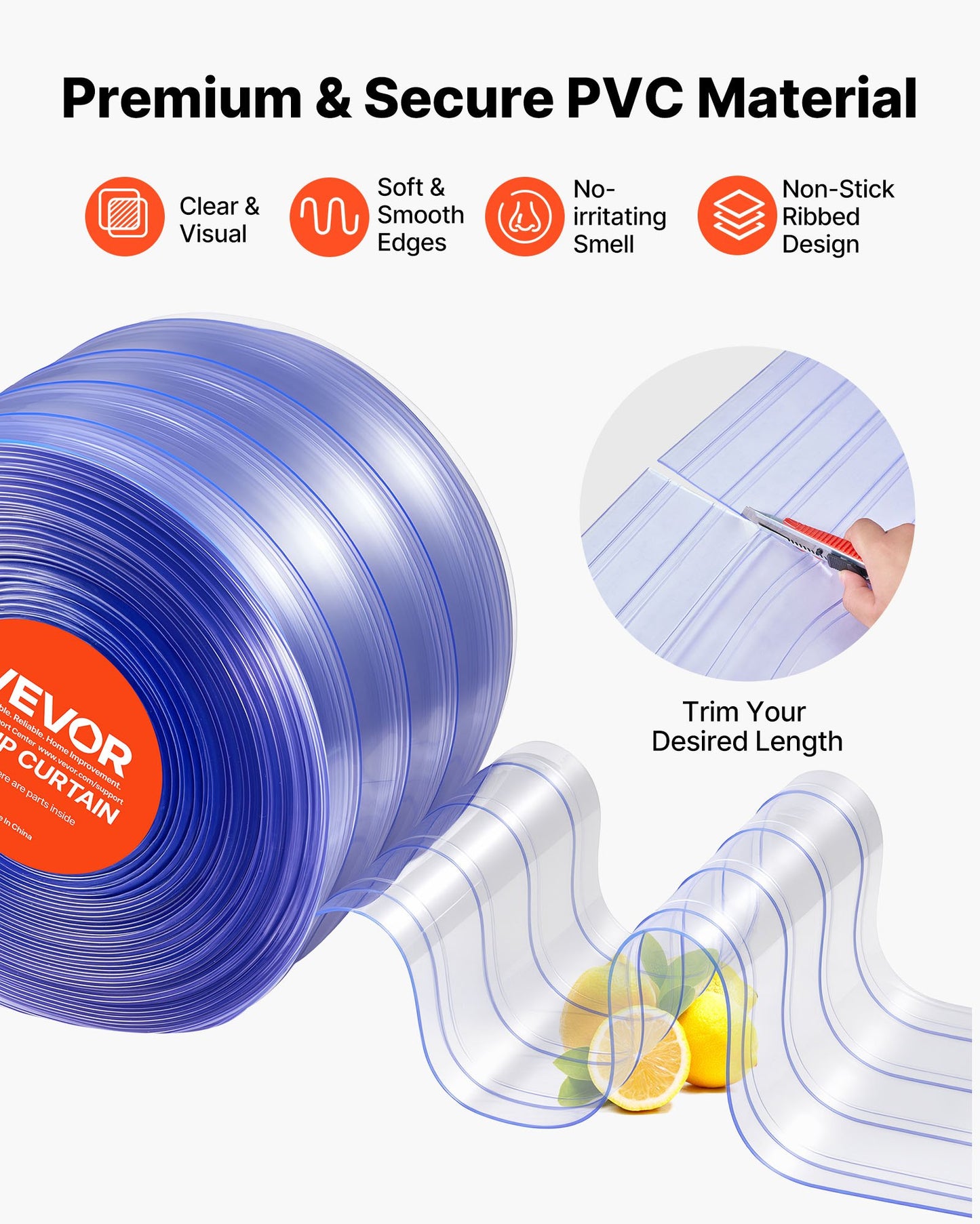Clear PVC Strip Curtain 75 Ft x 8 In Cold Storage Door Cover Bulk Roll