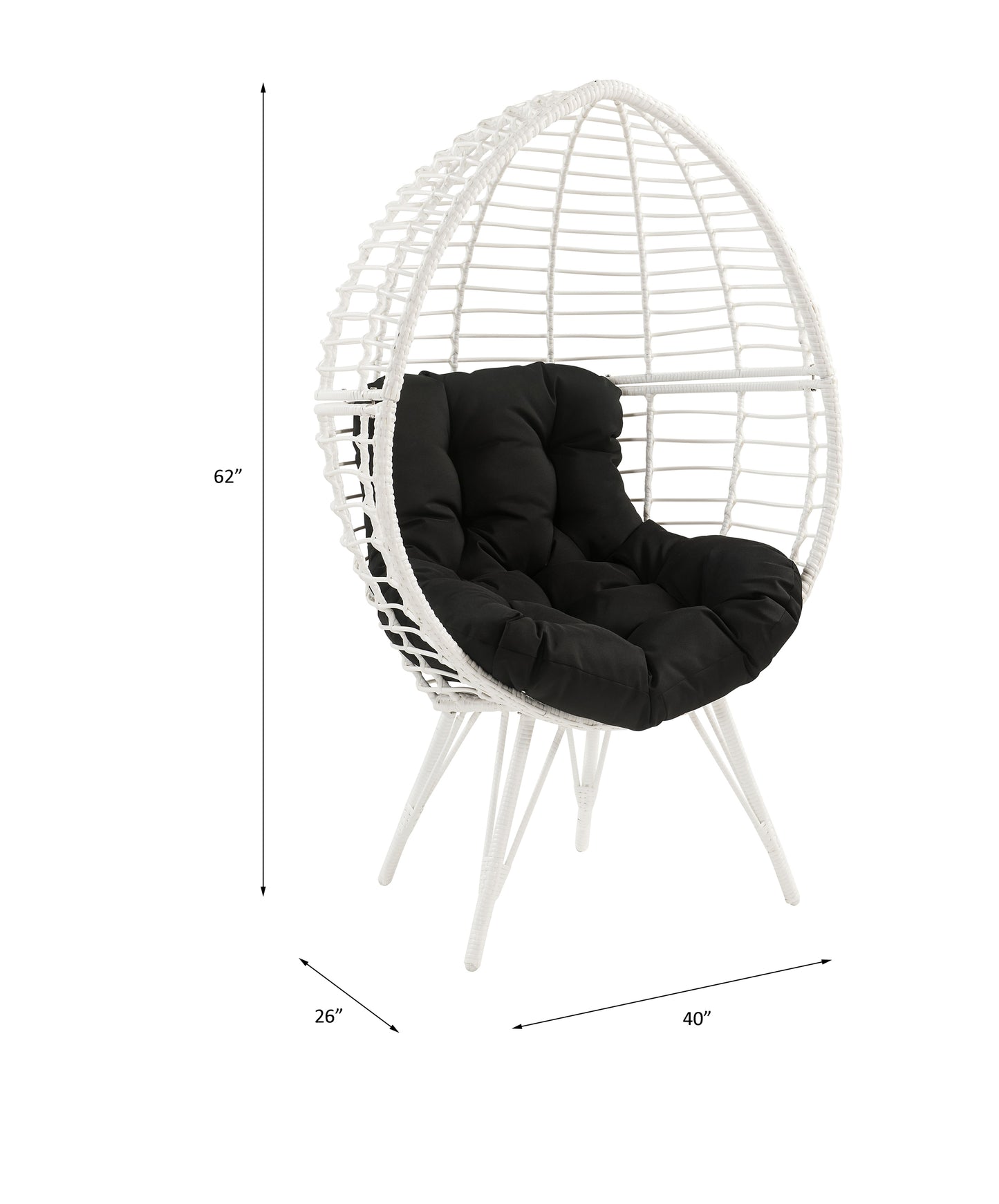 Black Fabric & White Wicker Patio Lounge Chair - Outdoor Seating