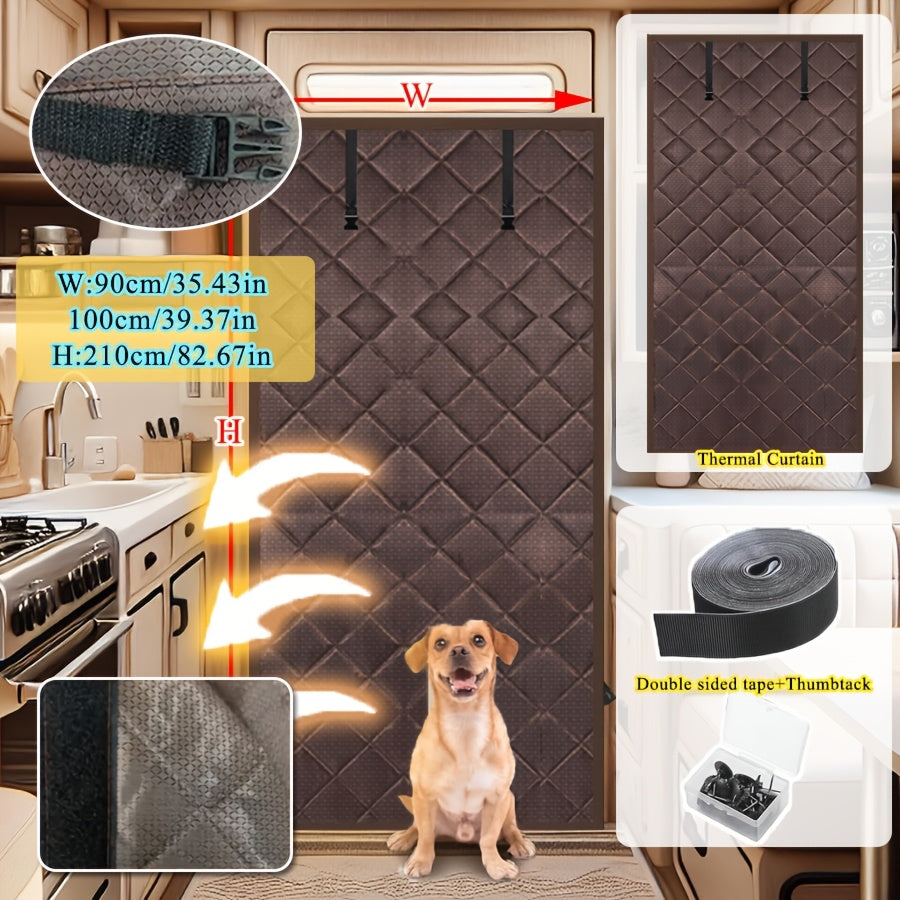 Rollable Magnetic Cotton Insulated Door Curtain - Windproof & Thermal Block for Home & Yard