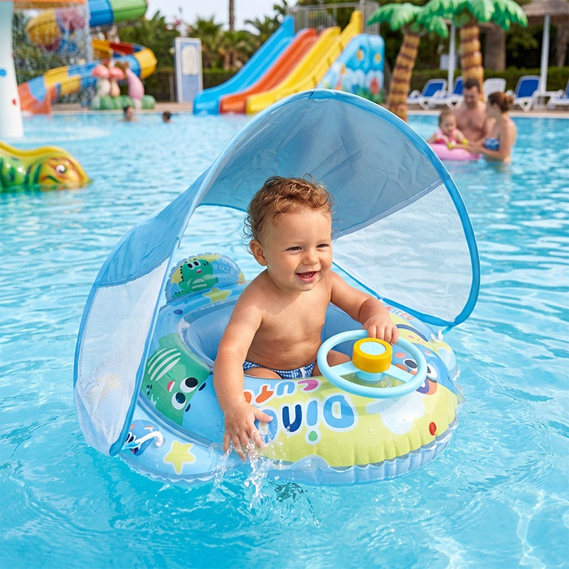 Inflatable Detachable Sunshade Swimming Ring for Kids - Pool & Water Fun