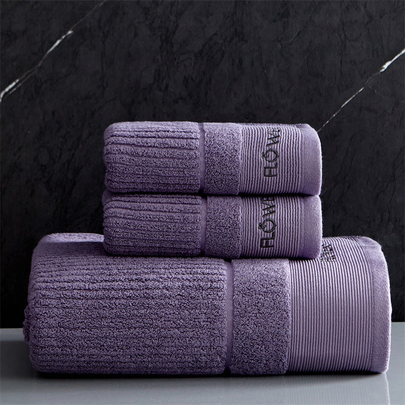 High-End Hotel Style Cotton Bath Towels Set - White, Green, Blue, Gray