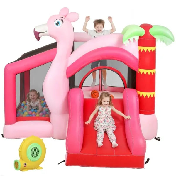 Inflatable Bounce House with Slide and Ball Pit - Pink