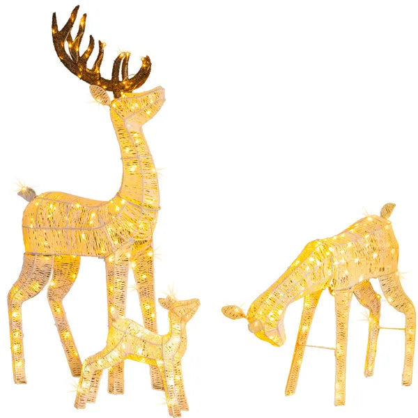 Lighted Christmas Reindeer Family Set - 3 Outdoor Decorations