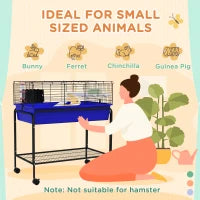 Small Animal Cage with Removable Stand and Wheels, Blue