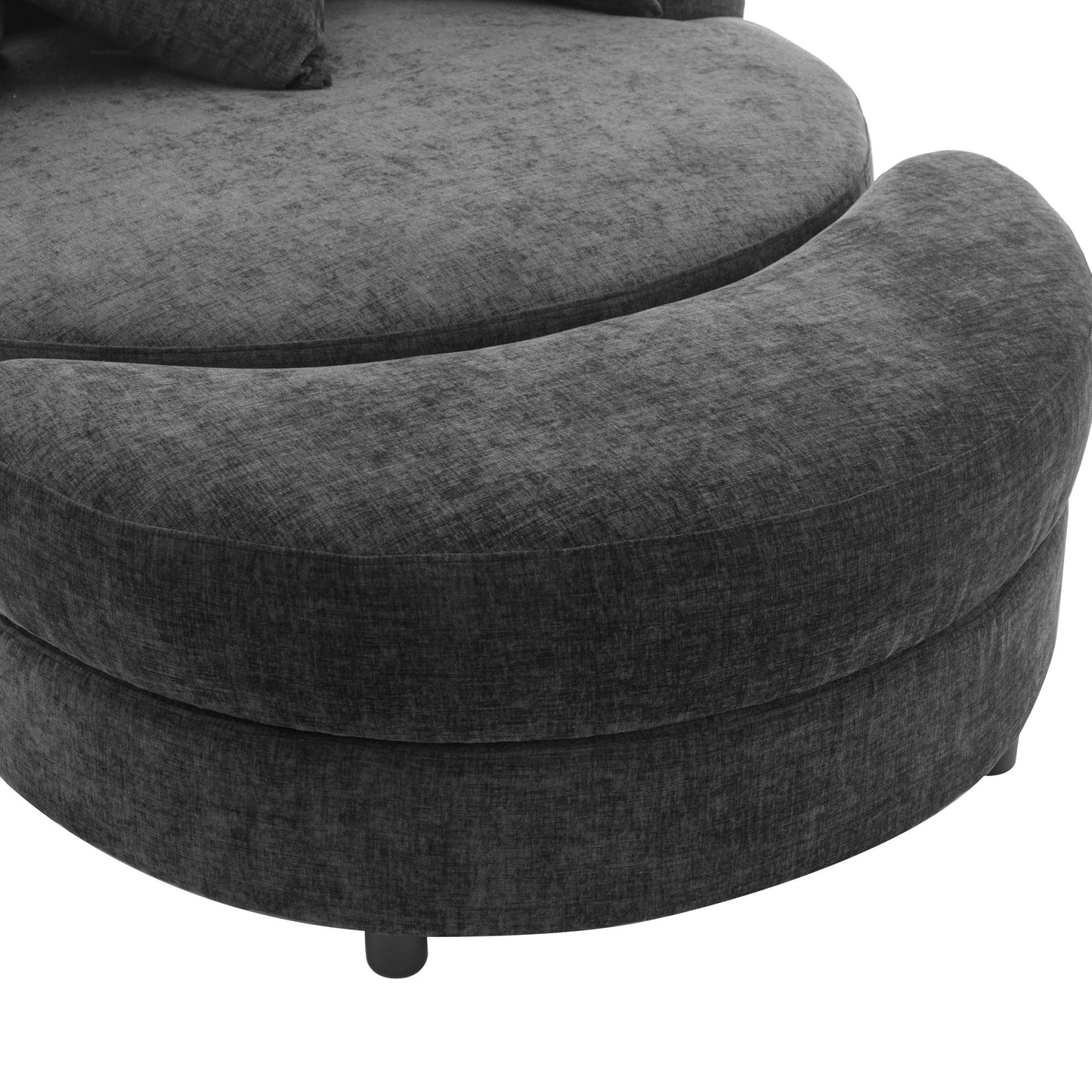 360° Swivel Accent Barrel Chair with Storage Ottoman & 4 Pillows - Gray