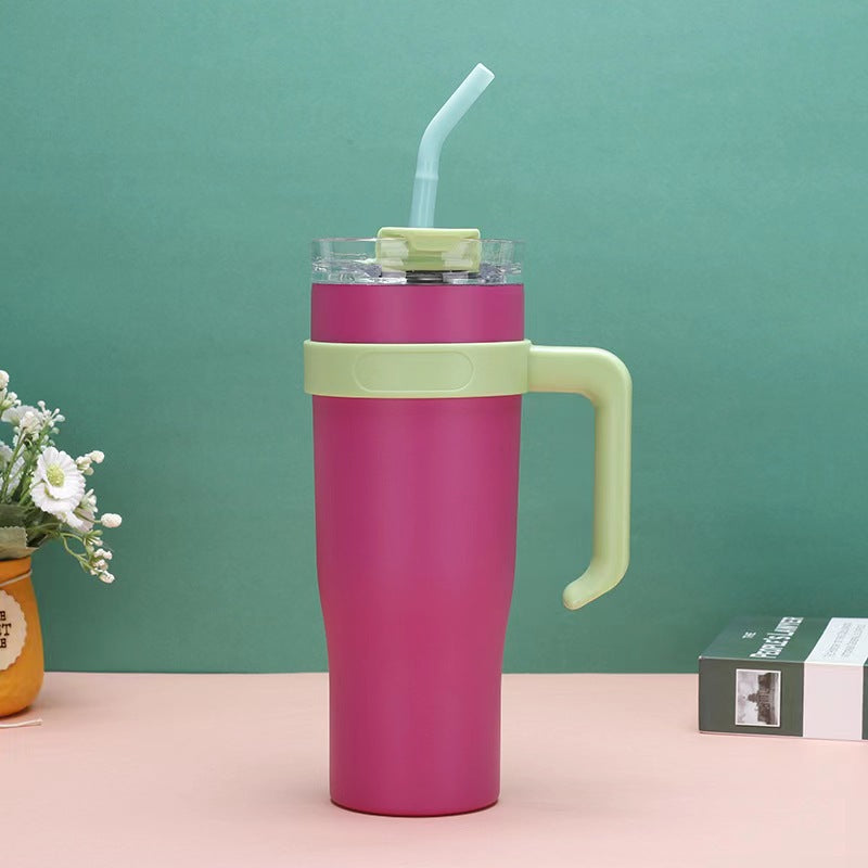 Large Capacity Stainless Steel Water Cup with Handle Strap 1L Insulated Drinkware