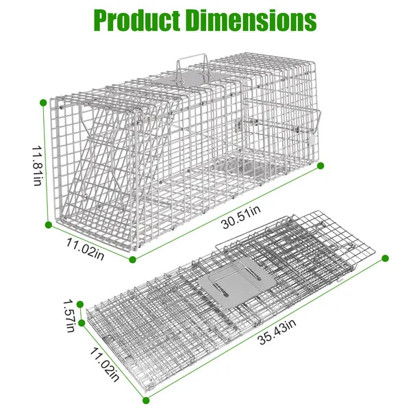 Humane Cat Trap Cage with Waterproof Cover - Collapsible Design