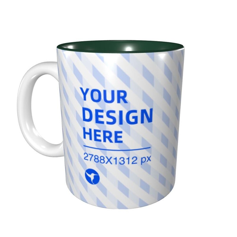 Full Comfort Handle Colored Mug - Ceramic Coffee Cup with Curved Handle