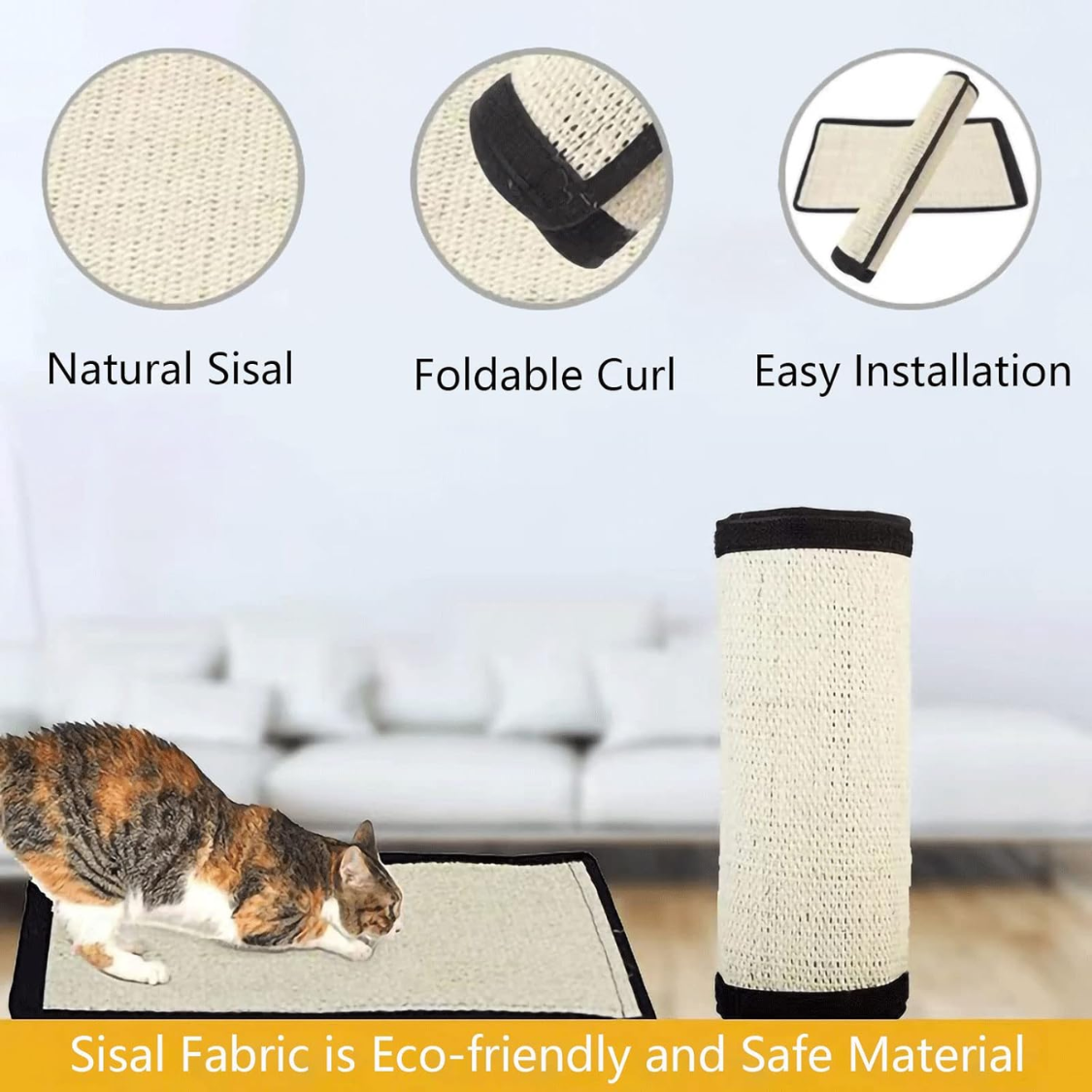 Cat Scratch Pad Natural Sisal Furniture Protector - White