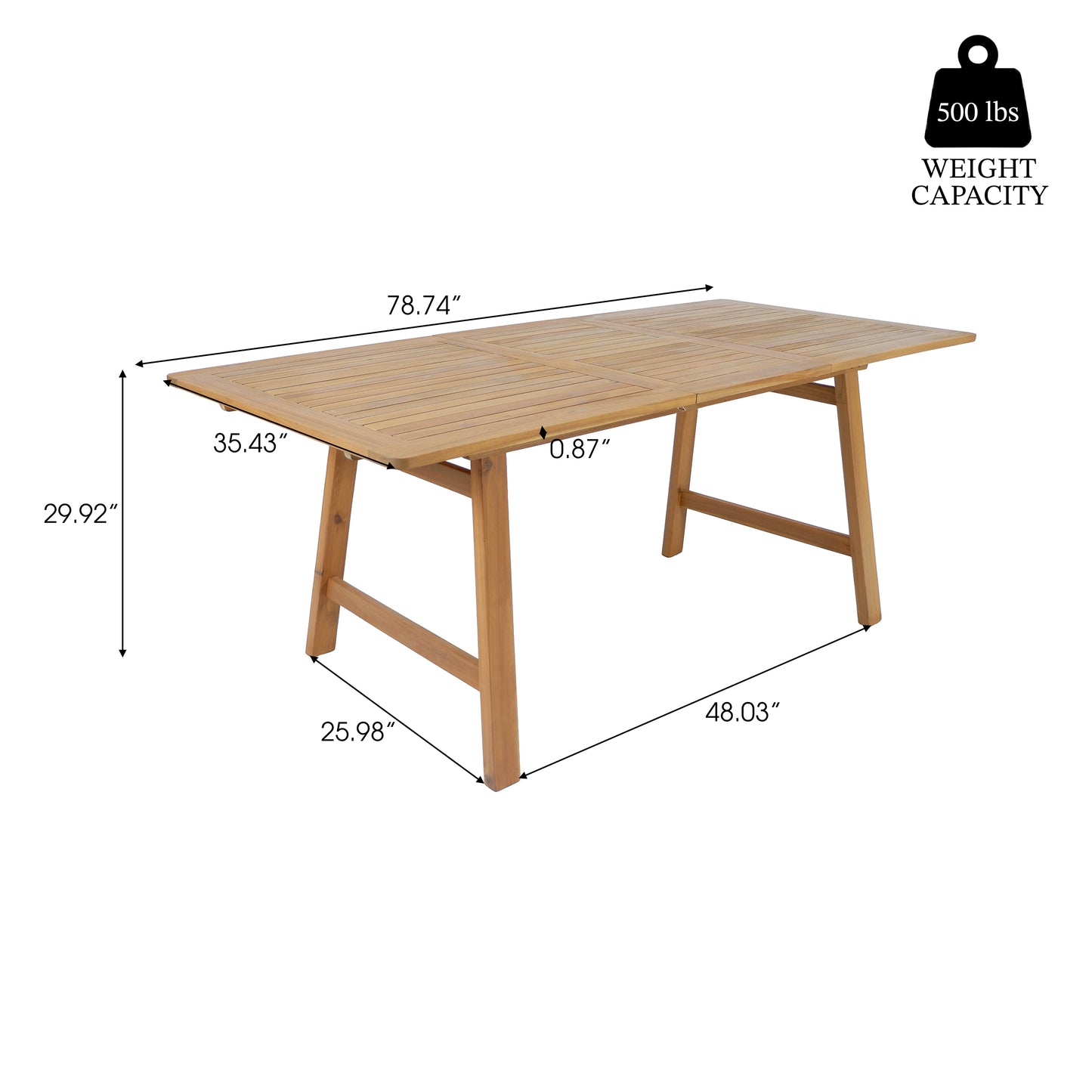 Extendable Acacia Wood Outdoor Dining Table - Teak Finish