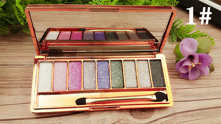 9-Color Eyeshadow Palette with Pearlescent Earth Tones – Gold & Natural Shades