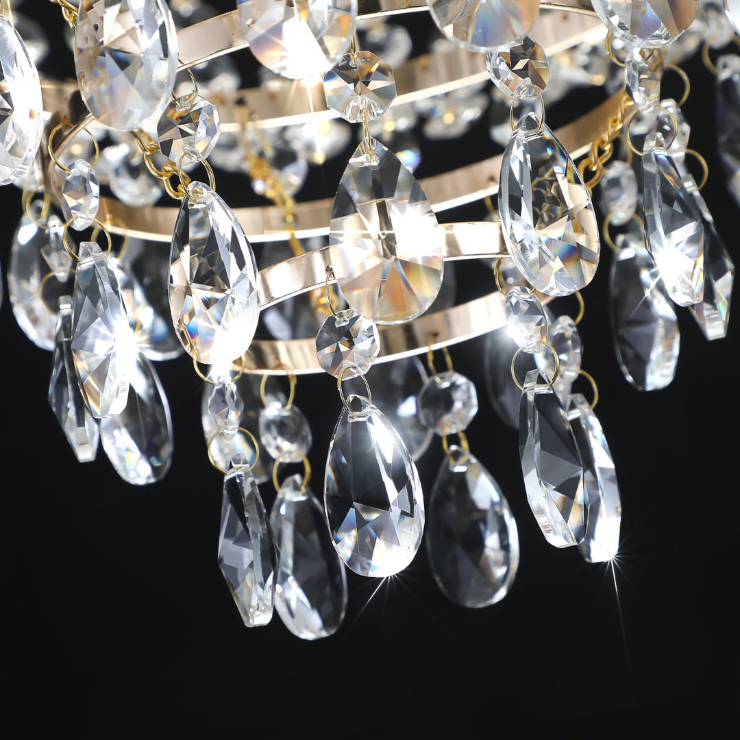 Large Gold Crystal Chandelier - Contemporary Ceiling Light Fixture