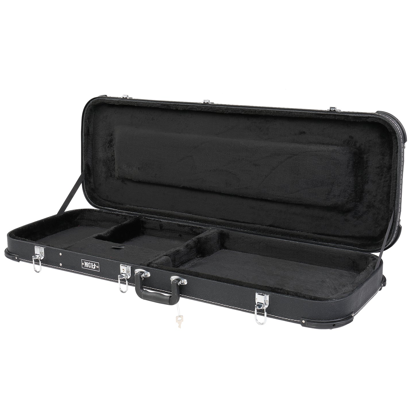 Electric Guitar Hard Case - Black Leather Square Design