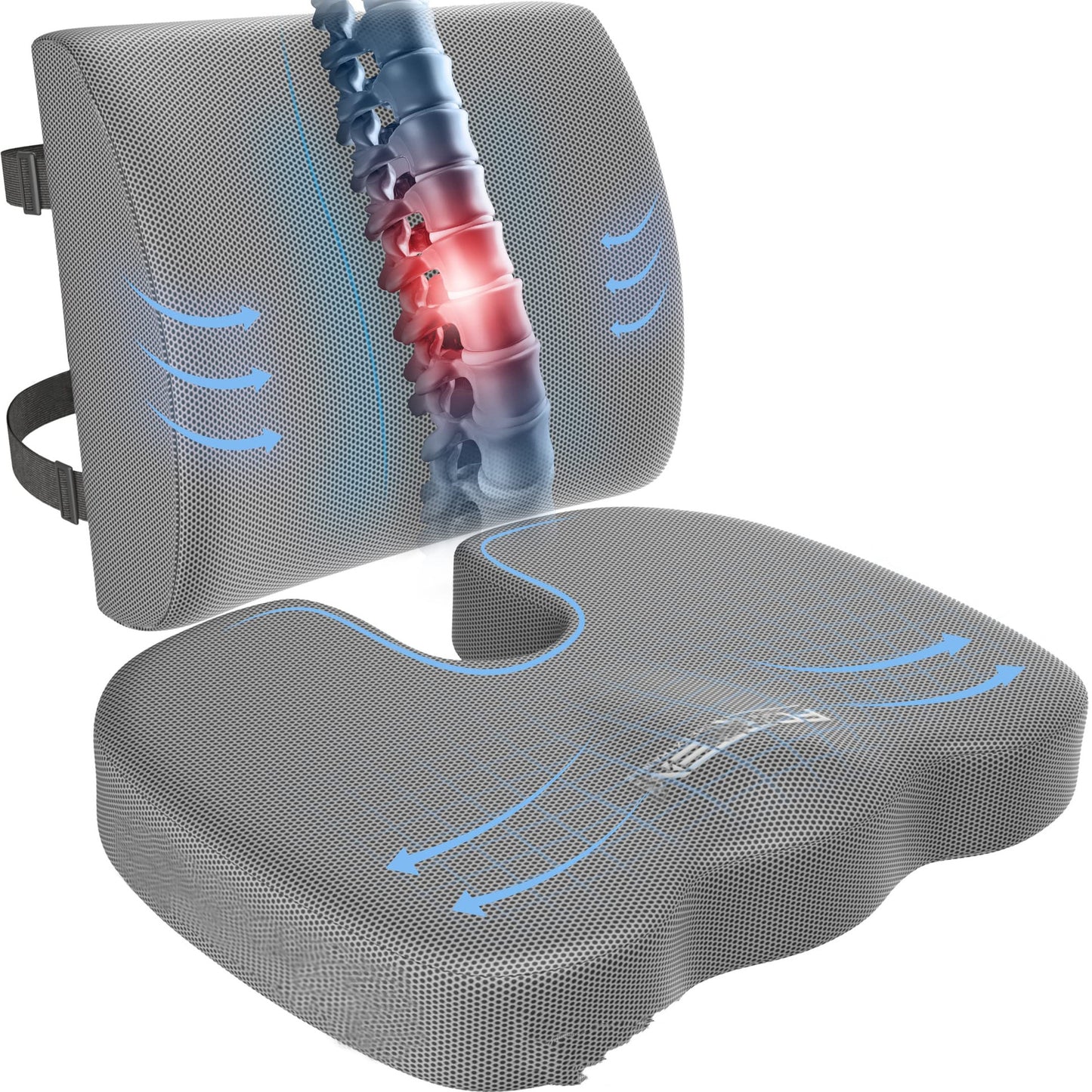 Ergonomic Office Chair Cushion Hip Support Memory Foam Seat Pad