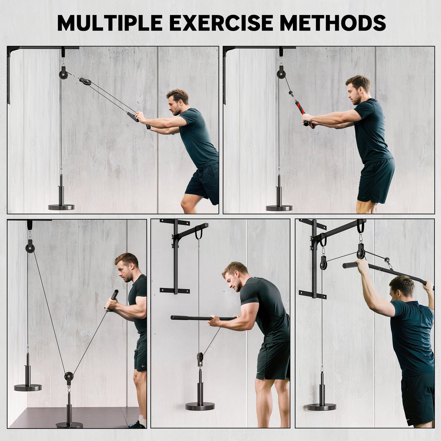Weight Cable Pulley System for Home Gym - Heavy-Duty Red
