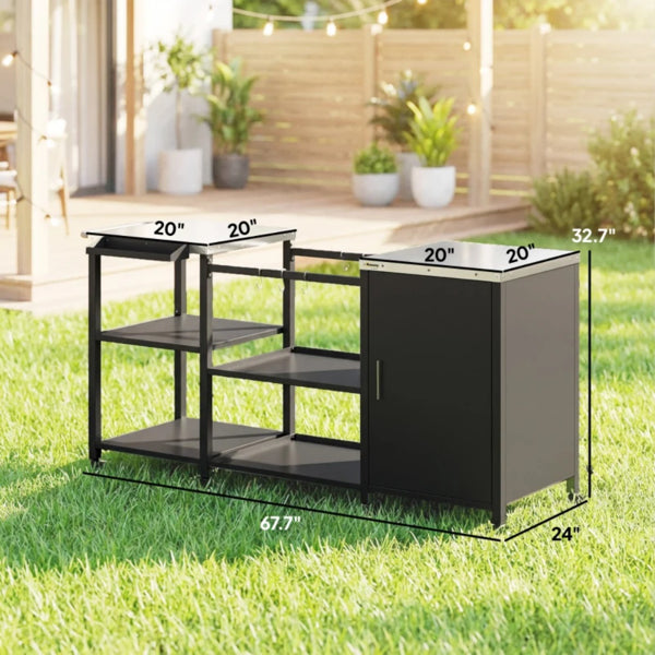 Outdoor Bar Cart Grill Table