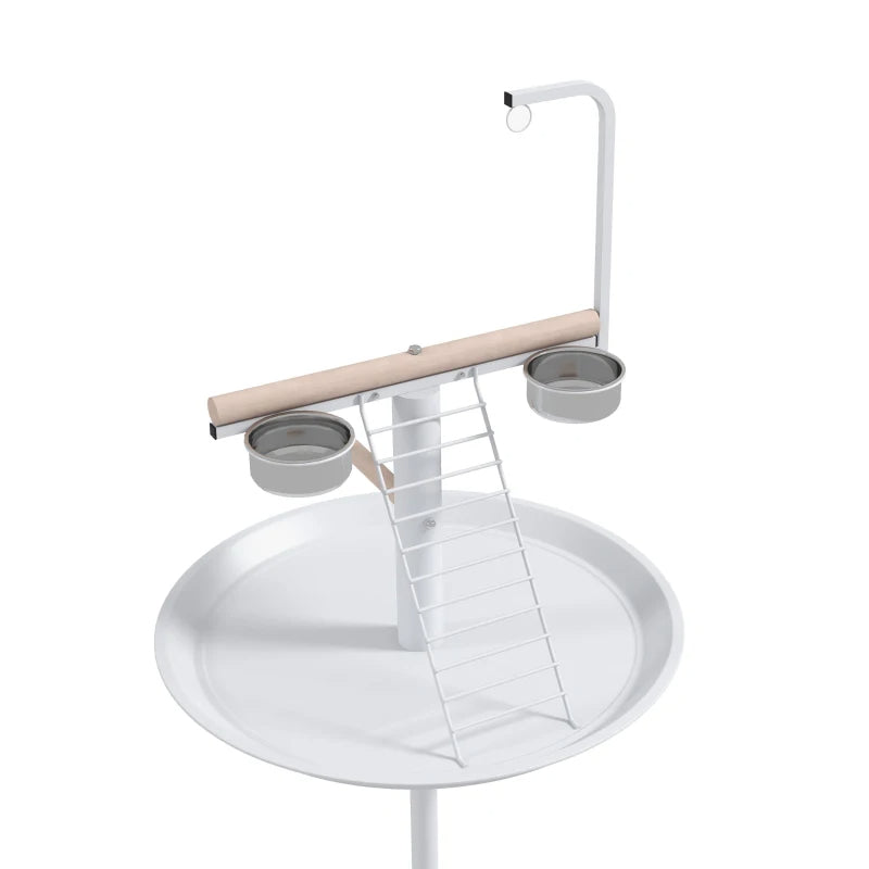 Bird Stand with Wheels and Feed Bowls for Parrots - Indoor Outdoor Perch