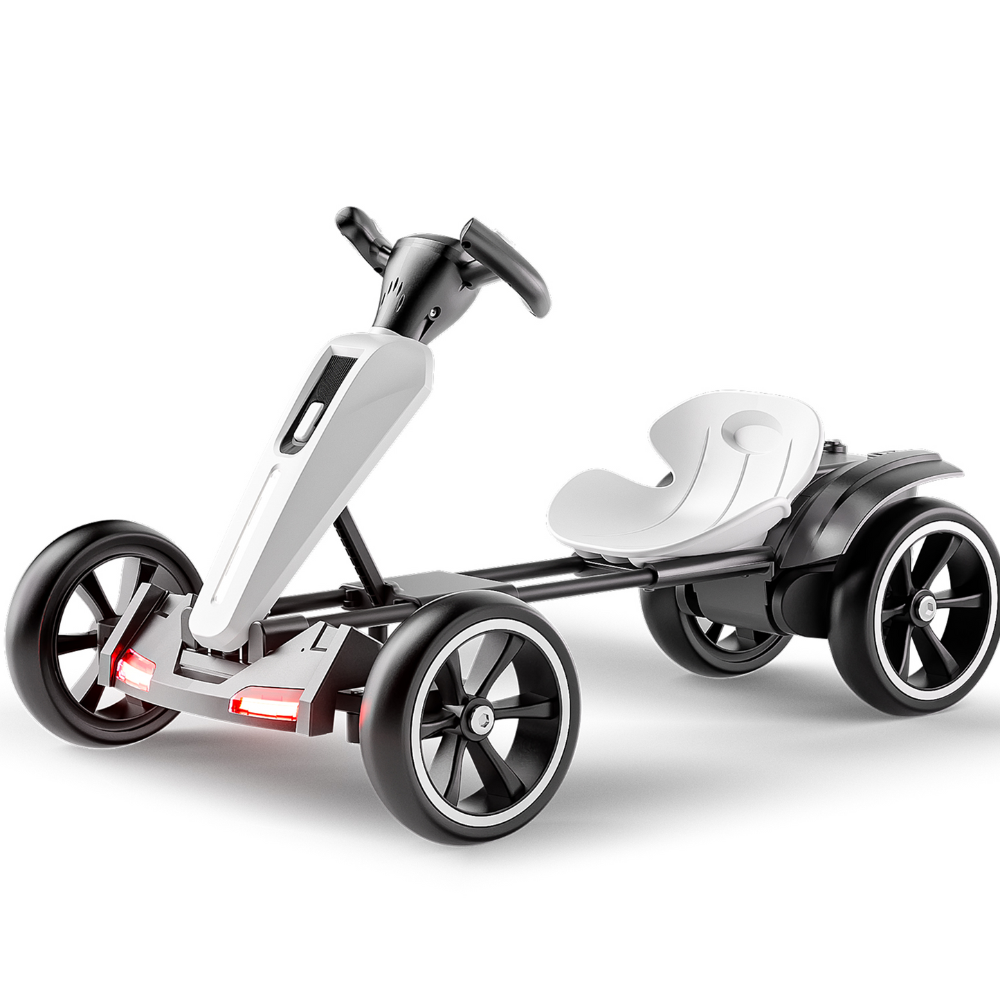 12V Electric Kids Pedal Go Kart with Adjustable Seat - White
