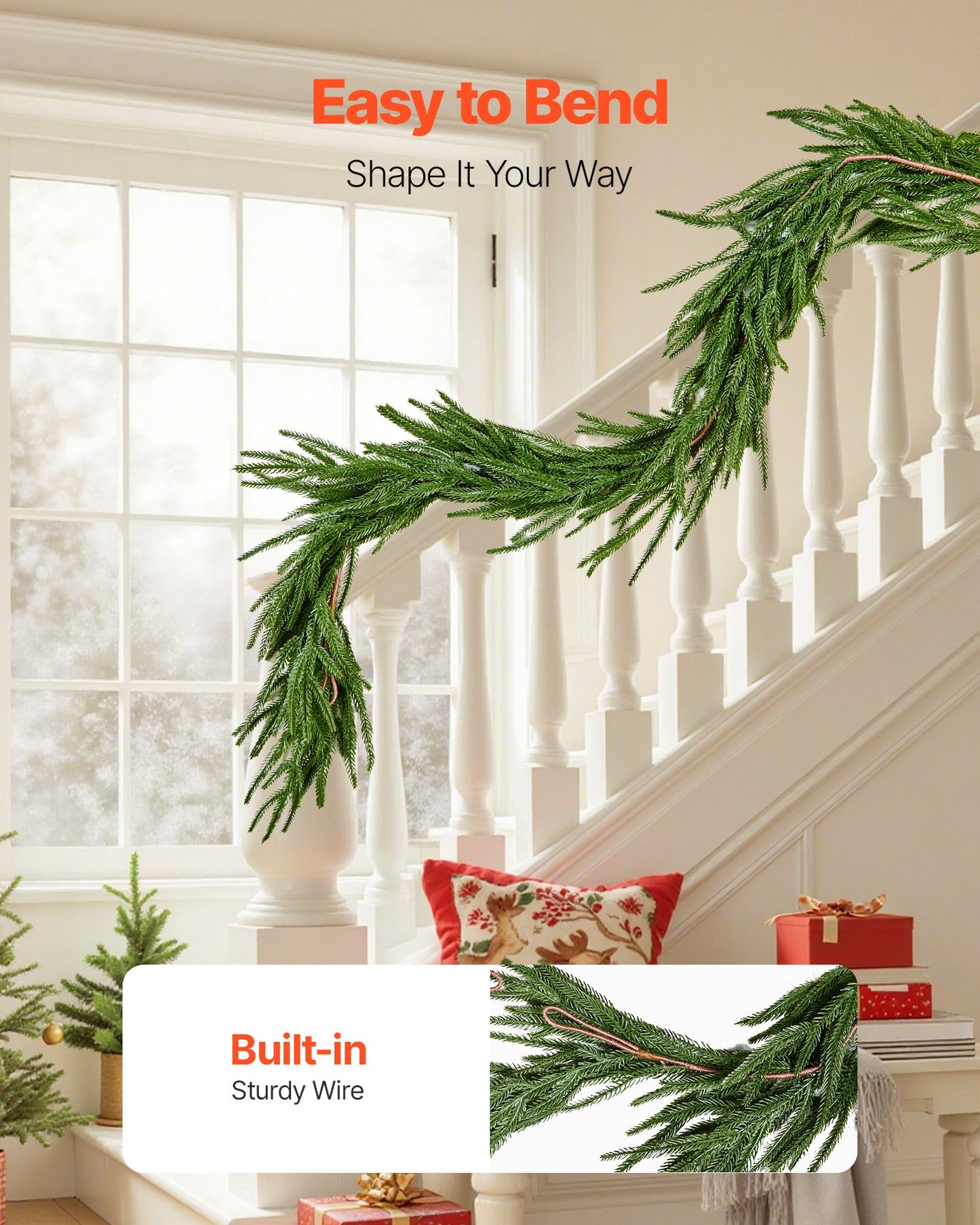 Artificial Norfolk Christmas Garland 5Ft Green Holiday Decor for Fireplace