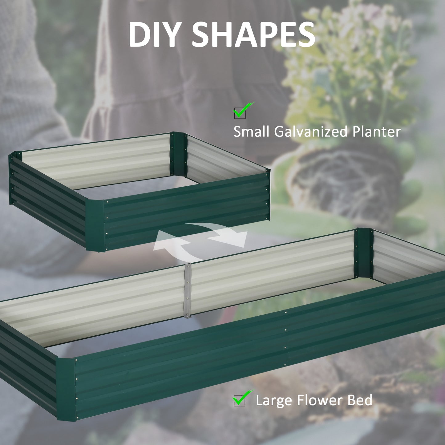 Galvanized Raised Garden Bed - Outdoor Plant Container for Flowers Herbs Vegetables, Easy Assembly, Green, 95x36x12 Inches