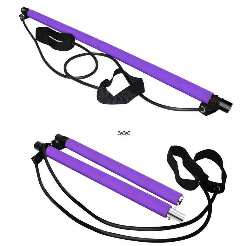 Home Fitness Pilates Stick with Resistance Bands - Multiple Colors