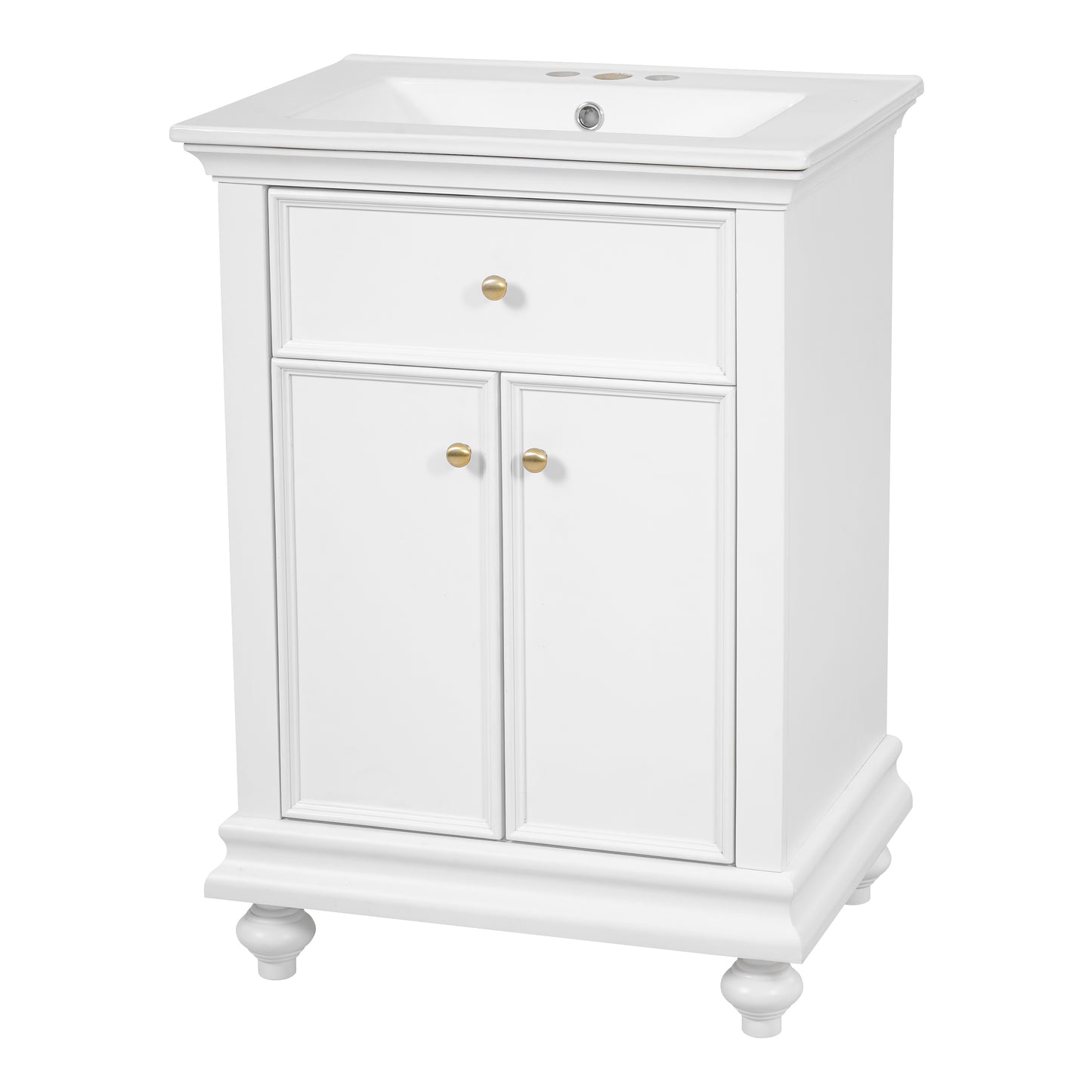 24" Modern Bathroom Vanity with Tip-Out Drawer - White