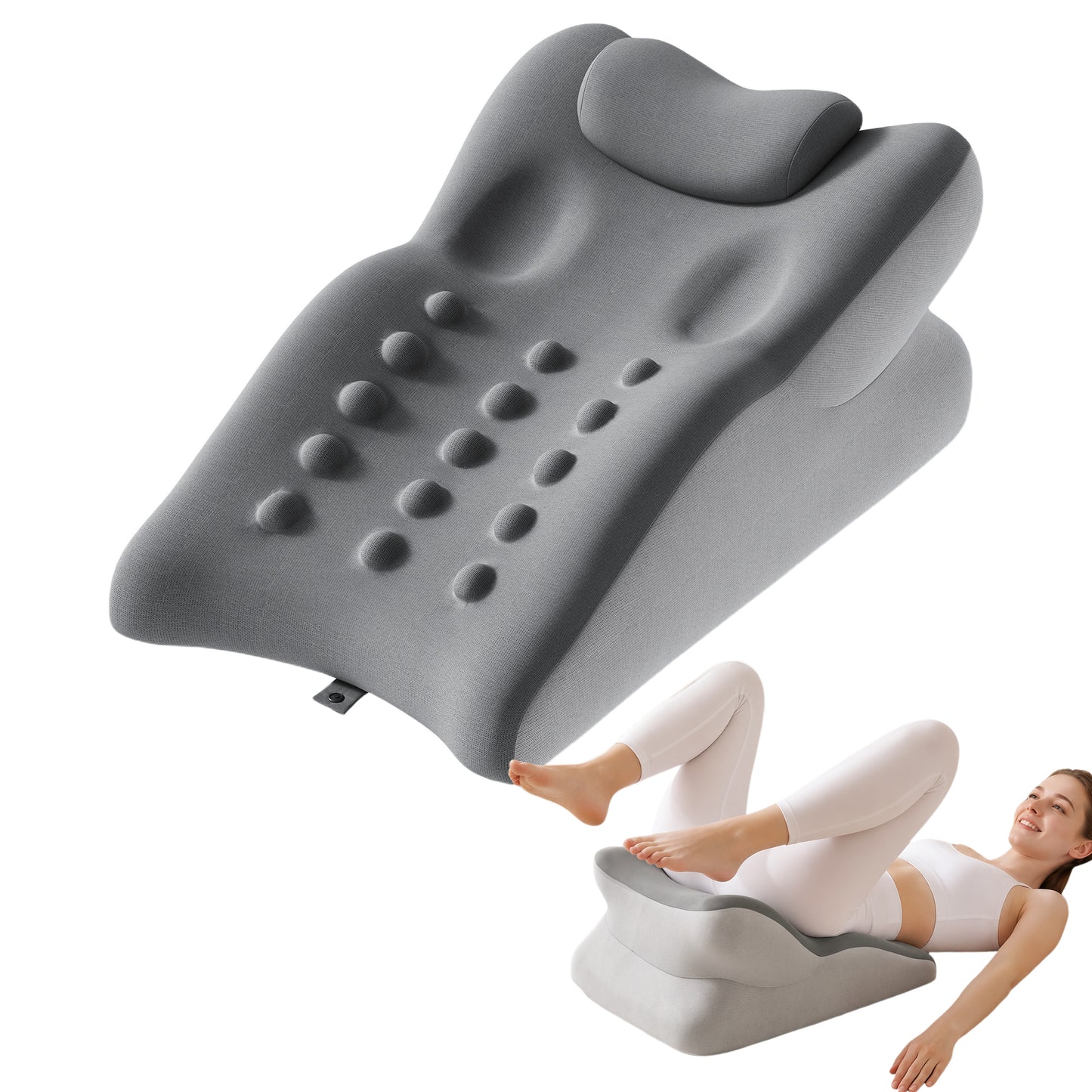 Ergonomic Memory Foam Support Pillow for Couples - Grey