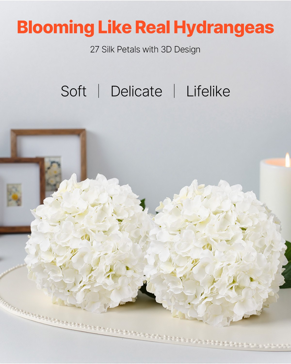 Artificial Hydrangea Flowers Bouquet - White, 65 Stems for Floral Arrangements