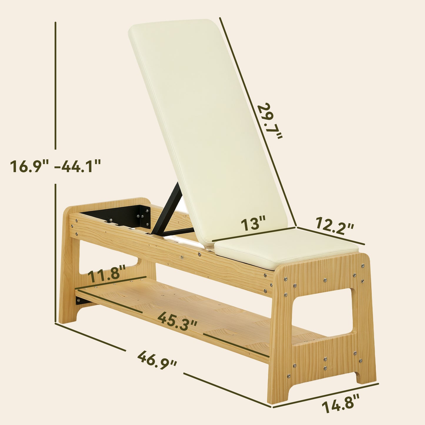 Adjustable Weight Bench with Dumbbell Rack - White