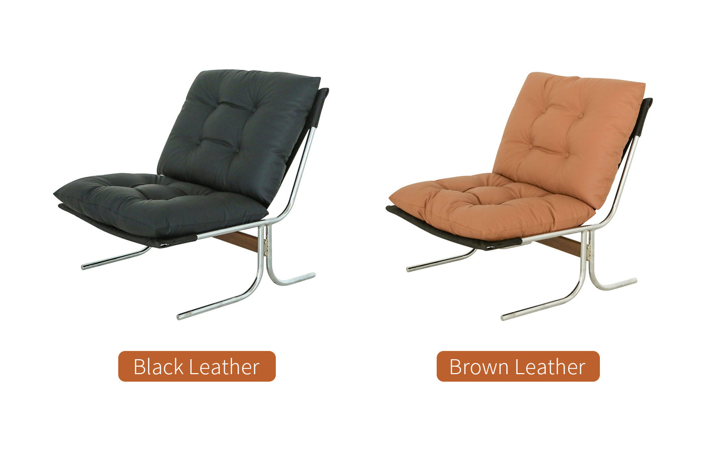 Modern High Back Leather Accent Chair - Brown