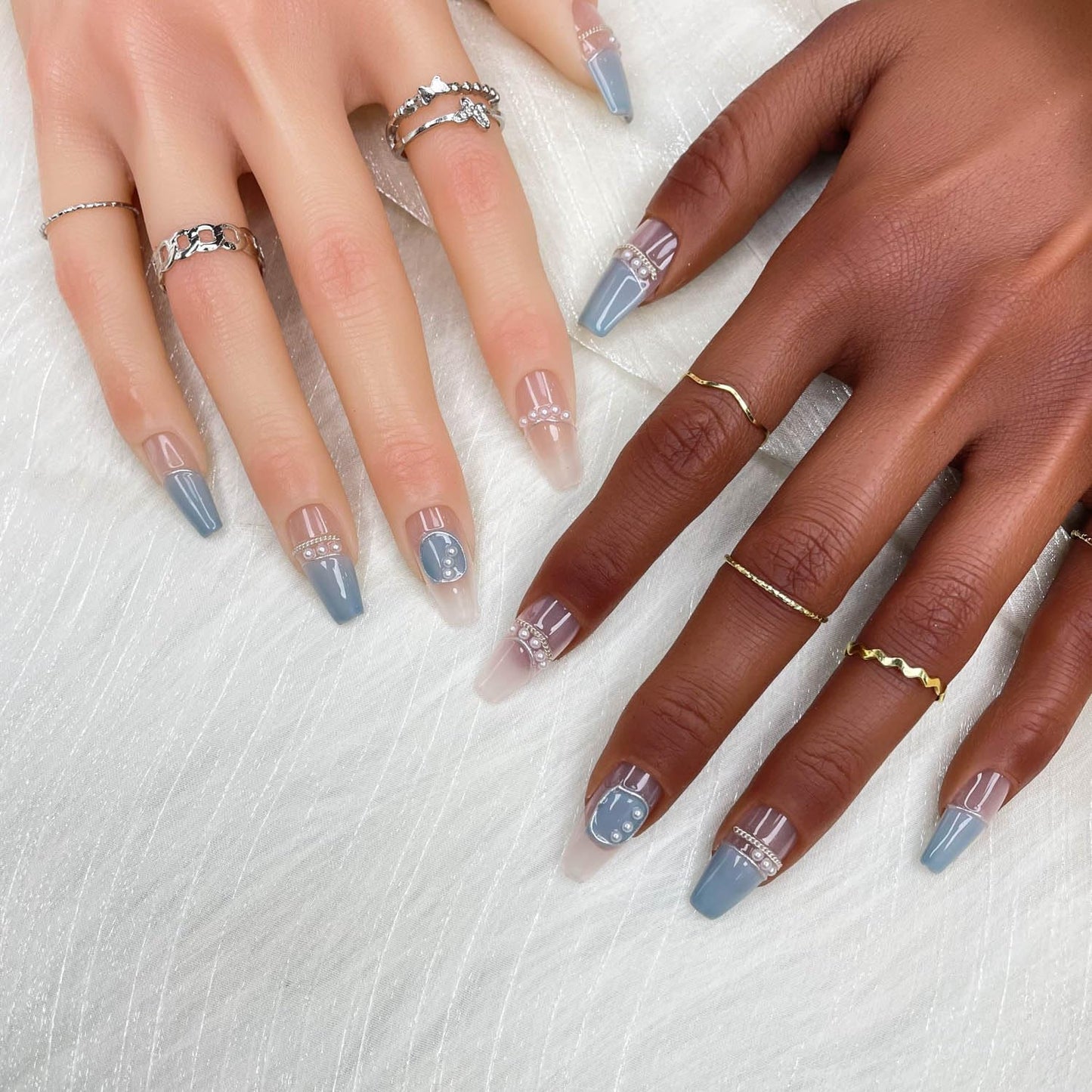 Short Press-On Nails - Handmade Gradient Soft Gel Acrylic Fake Nails (Size M)